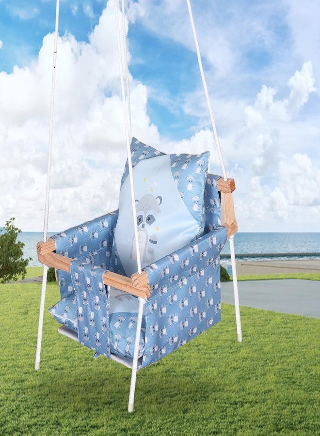 BOFFLE أرجوحة خشبية معلقة للأطفال من بوفل، أرجوحة حديقة قابلة للتعديل مع وسادتين | تتحمل وزنًا يصل إلى 20 كجم (من سنة إلى 3 سنوات) - Image 3